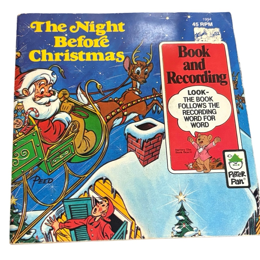 Vintage Peter Pan The Night Before Christmas Book & Vinyl  Record